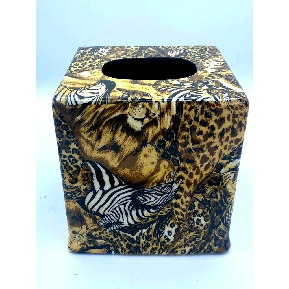 African Safari Animals Designer Tissue Box Holder Cover